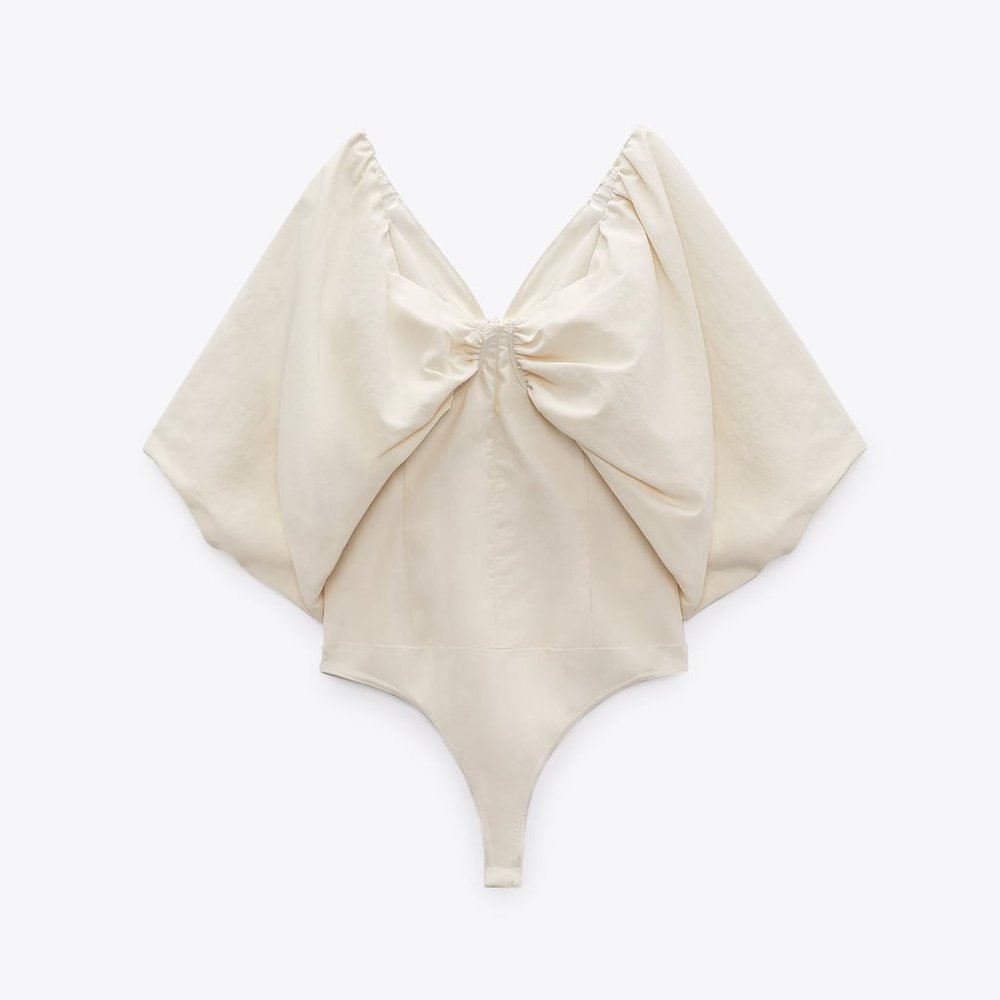 Zara 2 Piece Multiposition Balloon Bodysuit and Voluminous Mini Skirt Set - Picture 14 of 16